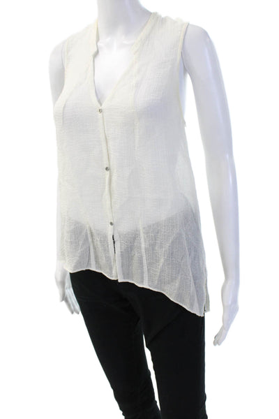 Helmut Lang For Intermix Women White V Neck Sleeveless Button Up Tank Size S