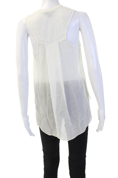 Helmut Lang For Intermix Women White V Neck Sleeveless Button Up Tank Size S