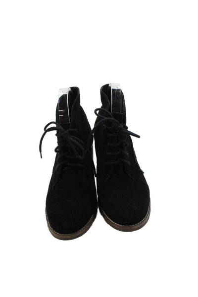 Dolce Vita Womens Suede Lace Up Block Heels Ankle Boots Shoes Black Size 7.5