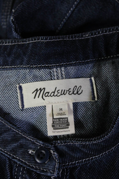 Madewell Women Dark Blue Mock Neck Button Jacket Size M