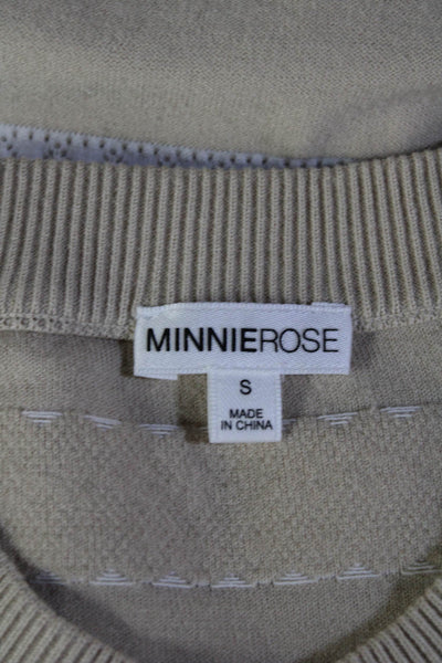 Minnie Rose Unisex Cardigan Beige Striped Crew Neck Button Long Sleeve Size S