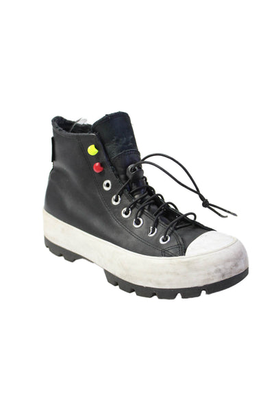 Converse Womens Vegan Leather High Top Sneakers Black Size 8.5