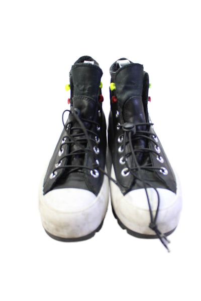 Converse Womens Vegan Leather High Top Sneakers Black Size 8.5