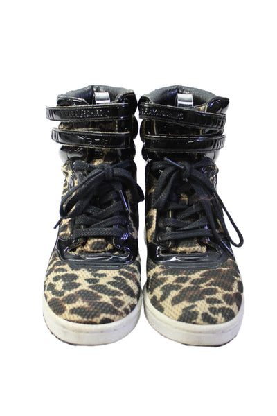 Puma Womens Animal Print Platform High Top Sneakers Beige Size 8.5