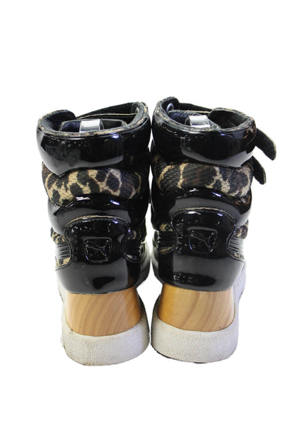 Puma Womens Animal Print Platform High Top Sneakers Beige Size 8.5