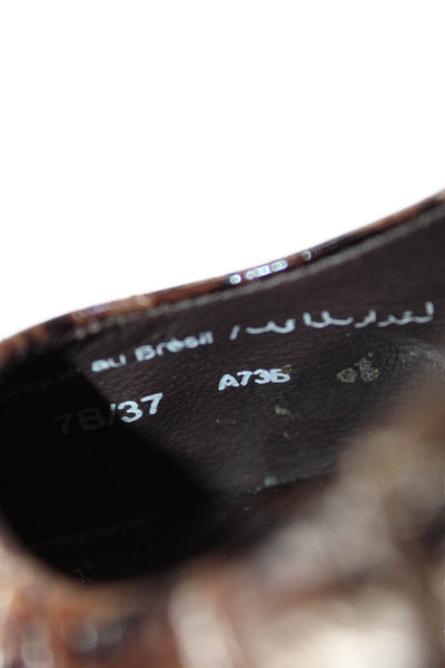 BCBGMAXAZRIA Womens Embossed Leather Slingback Heels Brown Size 37 7