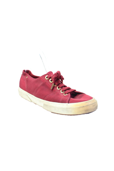 Superga x The Row Womens Lace Up Grosgrain Low Top Sneakers Red White Size 39.5