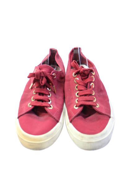 Superga x The Row Womens Lace Up Grosgrain Low Top Sneakers Red White Size 39.5