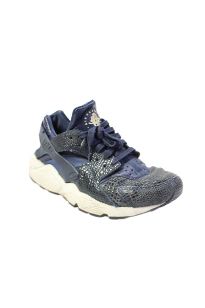 Nike Womens Lace Up Nike Air Huarache Run Premium Sneakers Navy White Size 9