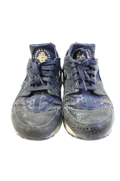 Nike Womens Lace Up Nike Air Huarache Run Premium Sneakers Navy White Size 9
