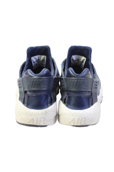 Nike Womens Lace Up Nike Air Huarache Run Premium Sneakers Navy White Size 9