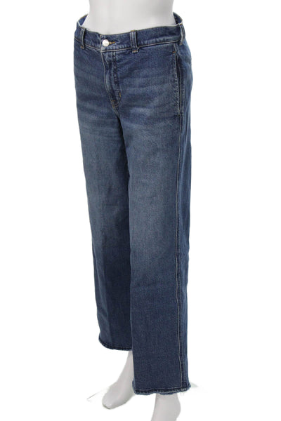 J Crew Unisex High Rise Straight Wide Leg Jeans Dark Blue Size 25