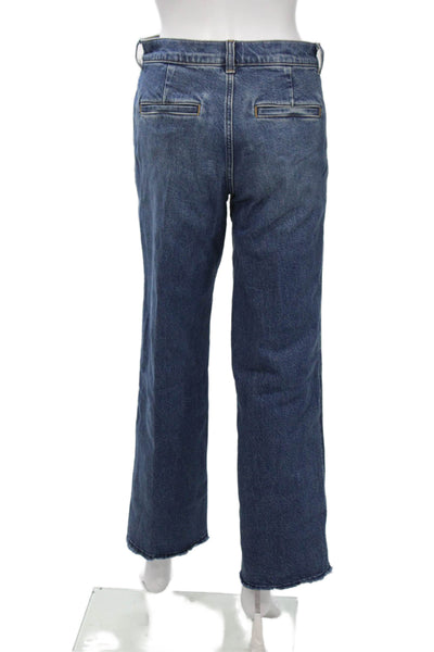 J Crew Unisex High Rise Straight Wide Leg Jeans Dark Blue Size 25