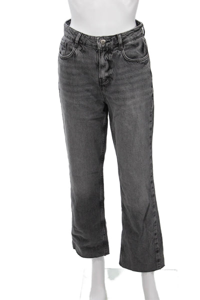 Zara Unisex Cropped Straight Dark Gray 100% Cotton Jeans Size 4