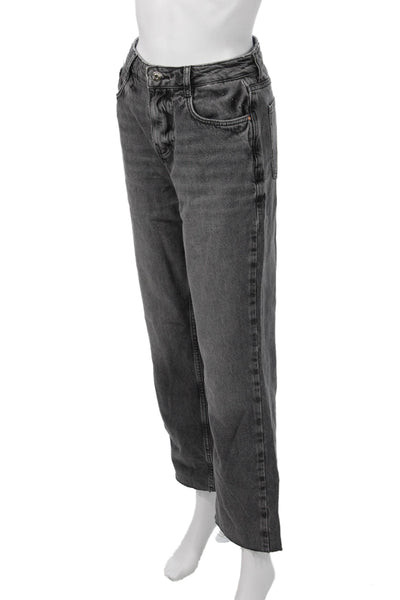 Zara Unisex Cropped Straight Dark Gray 100% Cotton Jeans Size 4