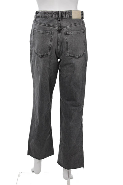 Zara Unisex Cropped Straight Dark Gray 100% Cotton Jeans Size 4