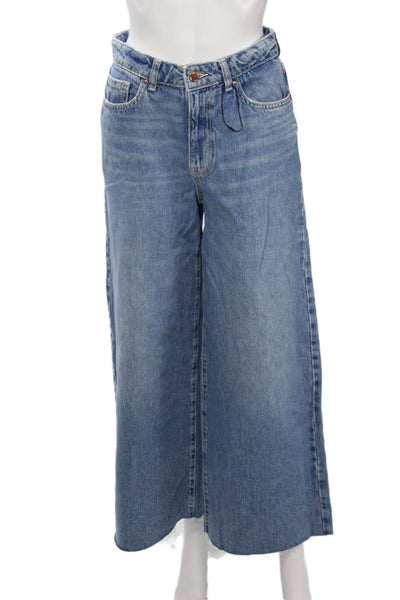 Zara Women Wide Leg High Rise Jeans Blue Size 4