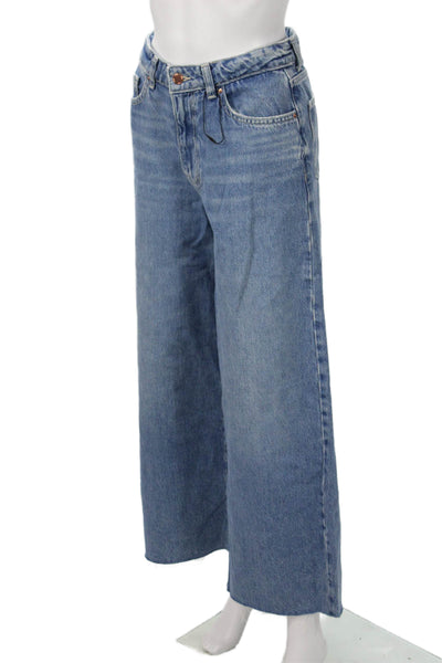 Zara Women Wide Leg High Rise Jeans Blue Size 4