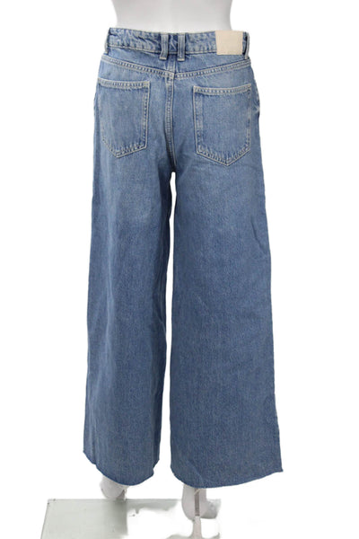 Zara Women Wide Leg High Rise Jeans Blue Size 4
