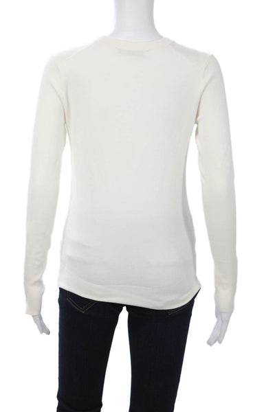 Zara Unisex Pullover Sweater White Crewneck Button Long Sleeve Size S