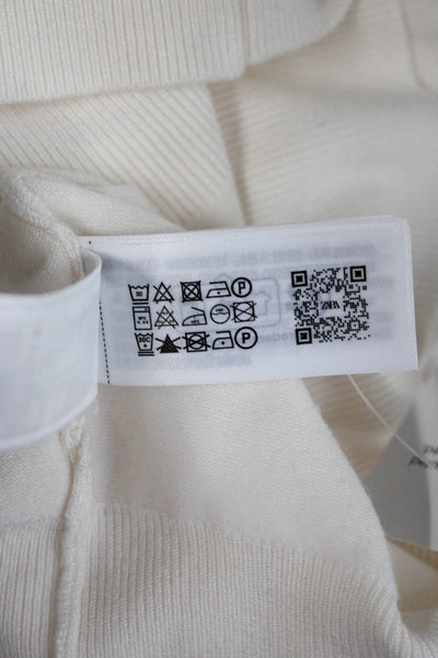 Zara Unisex Pullover Sweater White Crewneck Button Long Sleeve Size S