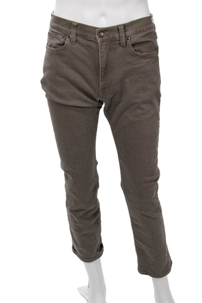 J Crew Mens Brown Ankle Cropped Straight Jeans Button Size 30