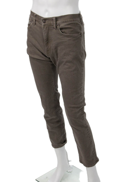 J Crew Mens Brown Ankle Cropped Straight Jeans Button Size 30