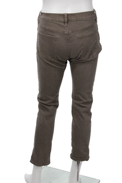 J Crew Mens Brown Ankle Cropped Straight Jeans Button Size 30