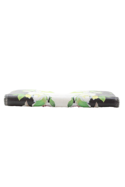 Ted Baker London Womens Zip Around Floral Leather Wallet Black White 8"