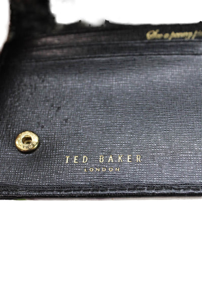 Ted Baker London Womens Zip Around Floral Leather Wallet Black White 8"