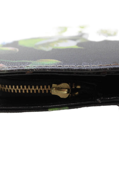 Ted Baker London Womens Zip Around Floral Leather Wallet Black White 8"