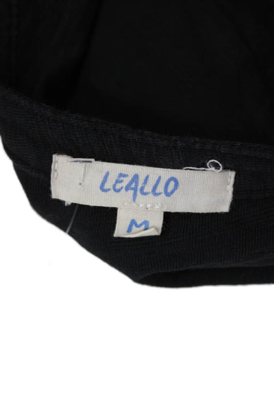 Leallo Women Jumpsuit Black V-Neck Sleeveless Cotton Size M