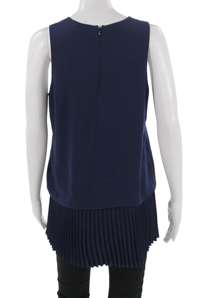 Theory Women Dark Blue Sleeveless Tunic Round Neck Zip Size M