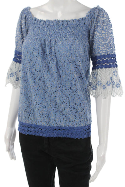 Temptation Positano Womens Bohemian Floral Cotton 3/4 Sleeve Blouse Size M
