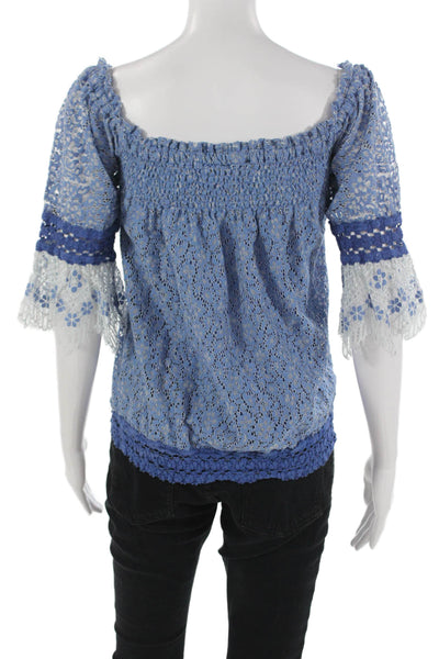Temptation Positano Womens Bohemian Floral Cotton 3/4 Sleeve Blouse Size M