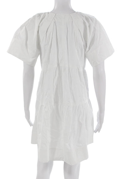 A.L.C. Womens A-Line Mini Dress White V-Neck Short Sleeve Cotton Size 0