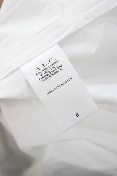 A.L.C. Womens A-Line Mini Dress White V-Neck Short Sleeve Cotton Size 0