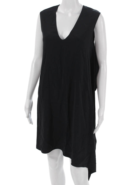 Helmut Lang Womens Black Shift Dress V Neck 100% Viscose Sleeveless Size S