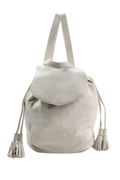 Zara Basic Collection Womens Medium Drawstring Tasseled Detail Backpack Beige
