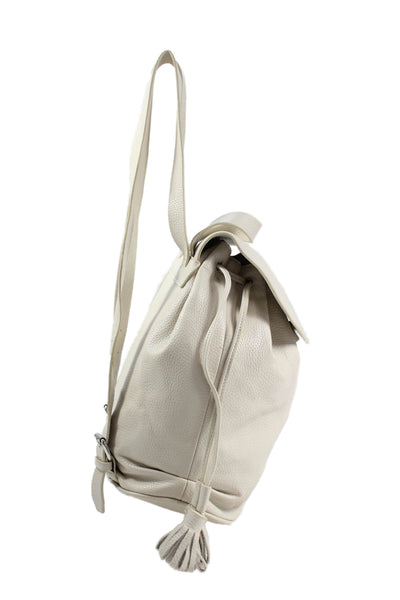 Zara Basic Collection Womens Medium Drawstring Tasseled Detail Backpack Beige