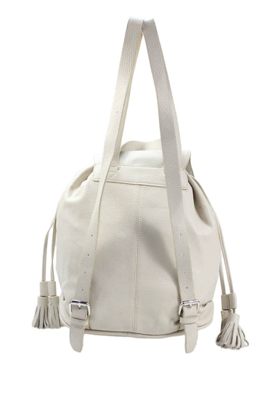 Zara Basic Collection Womens Medium Drawstring Tasseled Detail Backpack Beige