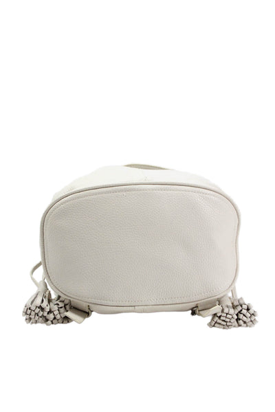 Zara Basic Collection Womens Medium Drawstring Tasseled Detail Backpack Beige