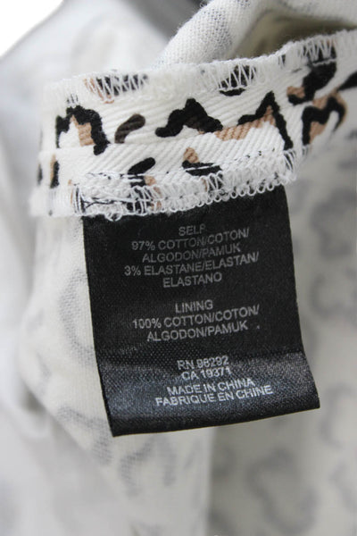 Tibi Womens A-Line Mini Skirt Beige Animal Print Cotton Stretch Size 4