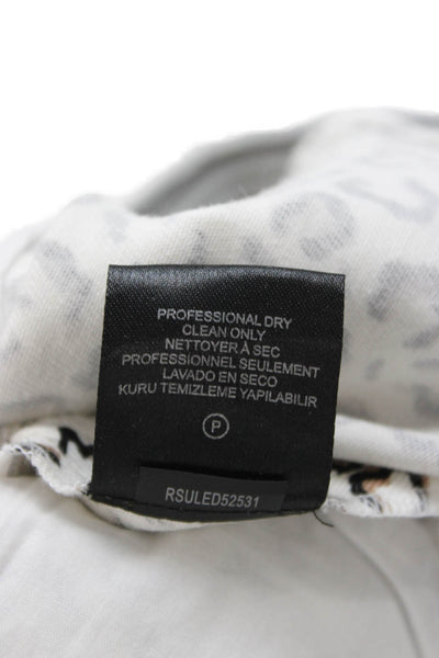 Tibi Womens A-Line Mini Skirt Beige Animal Print Cotton Stretch Size 4