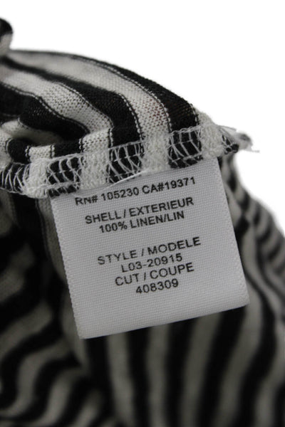 Joie Womens Tunic Blouse Black Linen Striped Batwing 3/4 Sleeve Size M