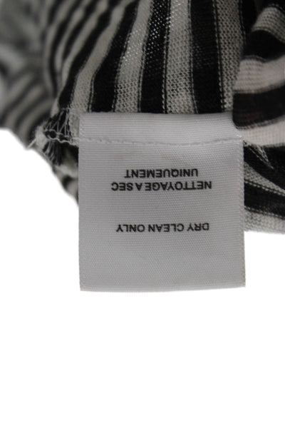 Joie Womens Tunic Blouse Black Linen Striped Batwing 3/4 Sleeve Size M