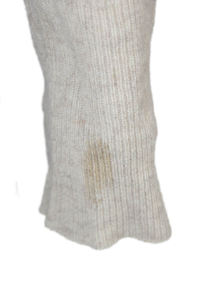 Aqua Cashmere Unisex Pullover Sweater Beige Mockneck Striped Size M