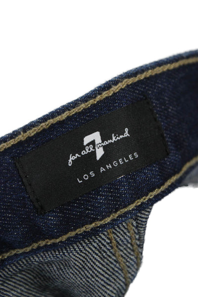 7 For All Mankind Mens Straight Jeans Dark Blue Button Fly Big Tall Size 38