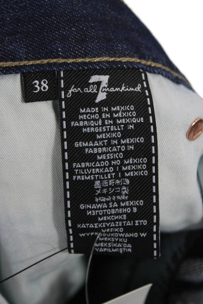 7 For All Mankind Mens Straight Jeans Dark Blue Button Fly Big Tall Size 38