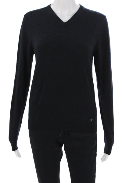 Calvin Klein Womens V-Neck Black Pullover Wool Acrylic L/S Size M